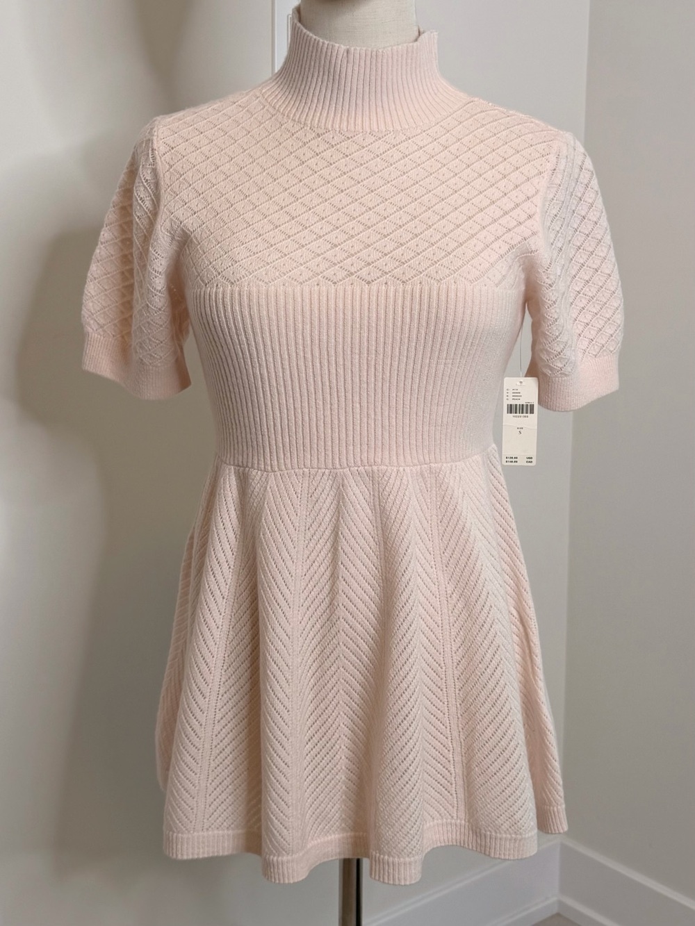 Anthropologie Pale Pink Knit Fit & Flare Mini Dress or Shirt with Leggings